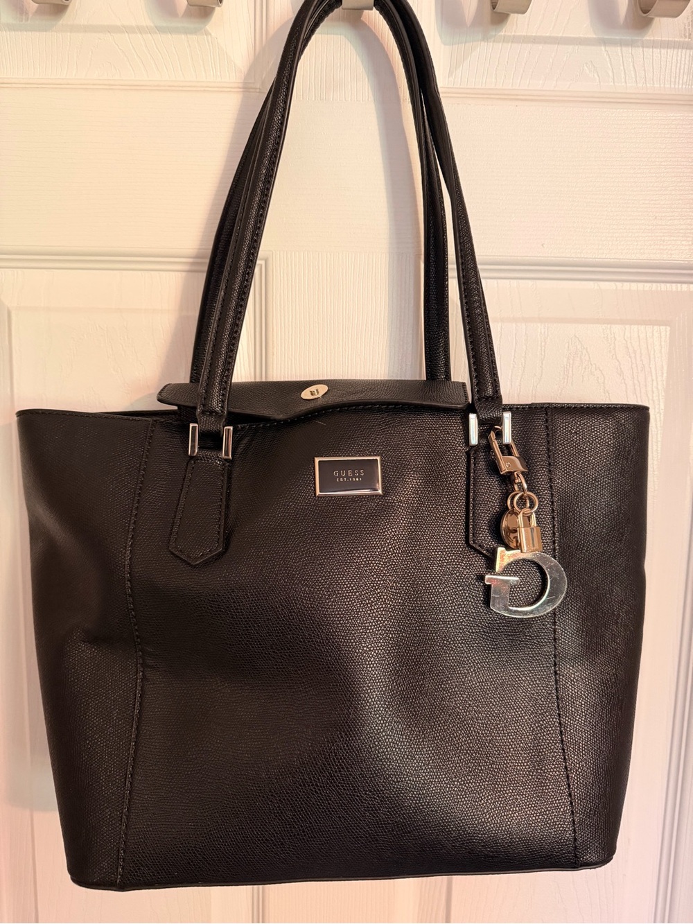 Guess Black Tote with Gold & Silver Charm